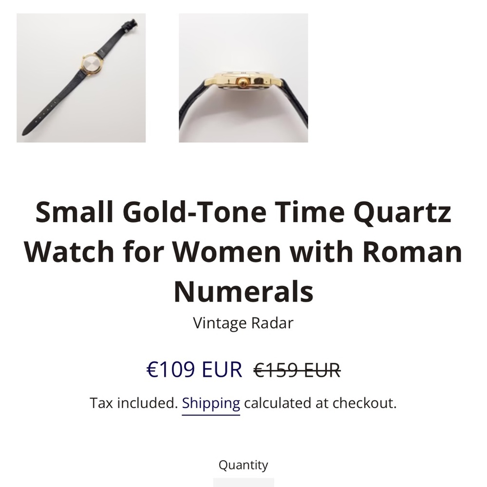Small Gold-Tone Time Quartz Watch for Women with Roman - Picture 9 of 10